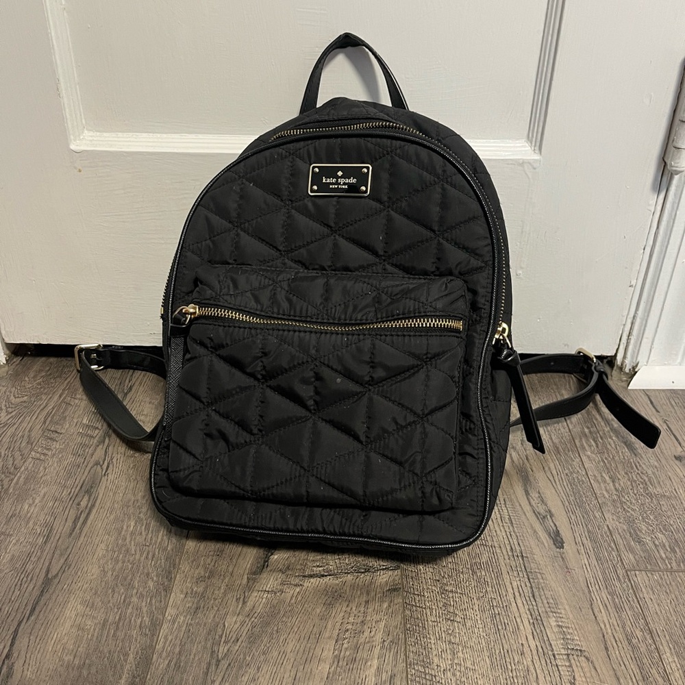 Kate Spade Black Quilted Nylon Backpack